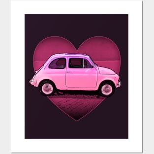The Neon Pink Fiat 500 Lover Posters and Art